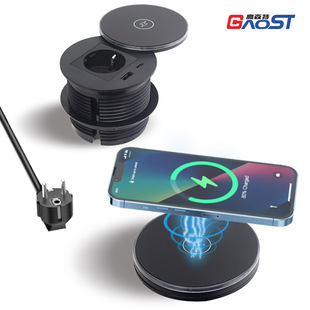 European Standard Wireless Charging Round Power Socket with Usb20W Embedded European Standard Power Desktop Socket with Wireless Charging