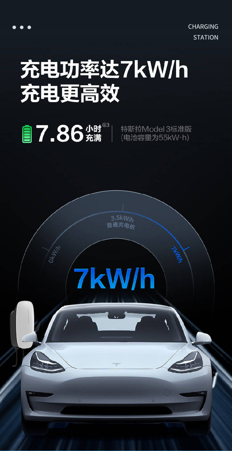 7kw AC European standard charging pile household outdoor wall-mounted new energy car charger Type2 support OCPP