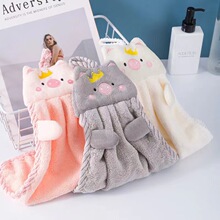 卡通擦手巾不掉毛家用可爱可挂式厨房懒人抹布抹手巾纯色儿童手巾