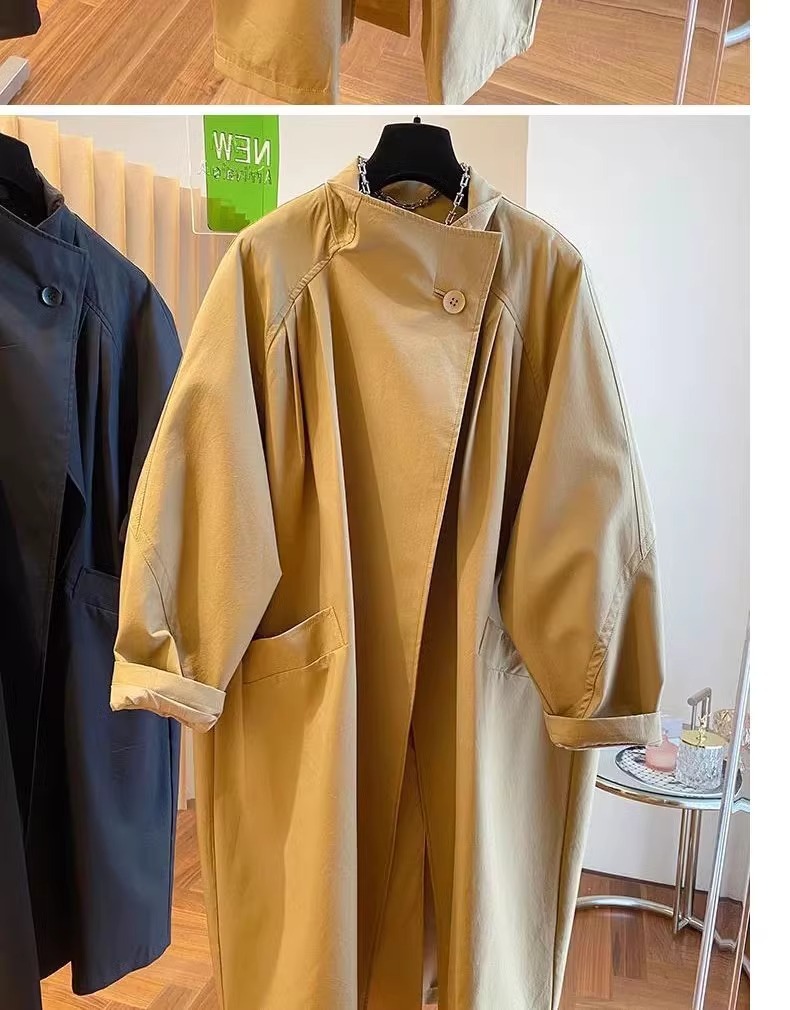 Spring Large Size Women's Clothing Casual Loose Medium And Long Small Trench Coat_ecoleips.com