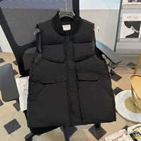 Жилет-пуховик женский, корейский городской стиль, большой размер (2XL–5XL), беж/чёрный/хаки