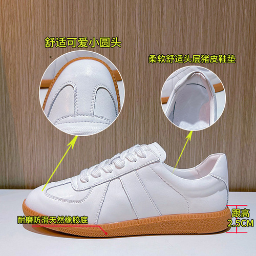 2024 New Genuine Leather Women's Shoes Sports Versatile Shoes Women's Spring and Summer White Shoes Women's Casual Flat Moral Training Shoes Trendy