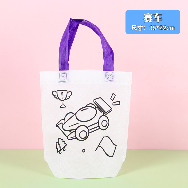 Bolsa de protección del medio ambiente de bricolaje, bolsa de graffiti no tejida, arte para niños, bolsa de tela para colorear hecha a mano, bolso de pintura para colorear pintado a mano