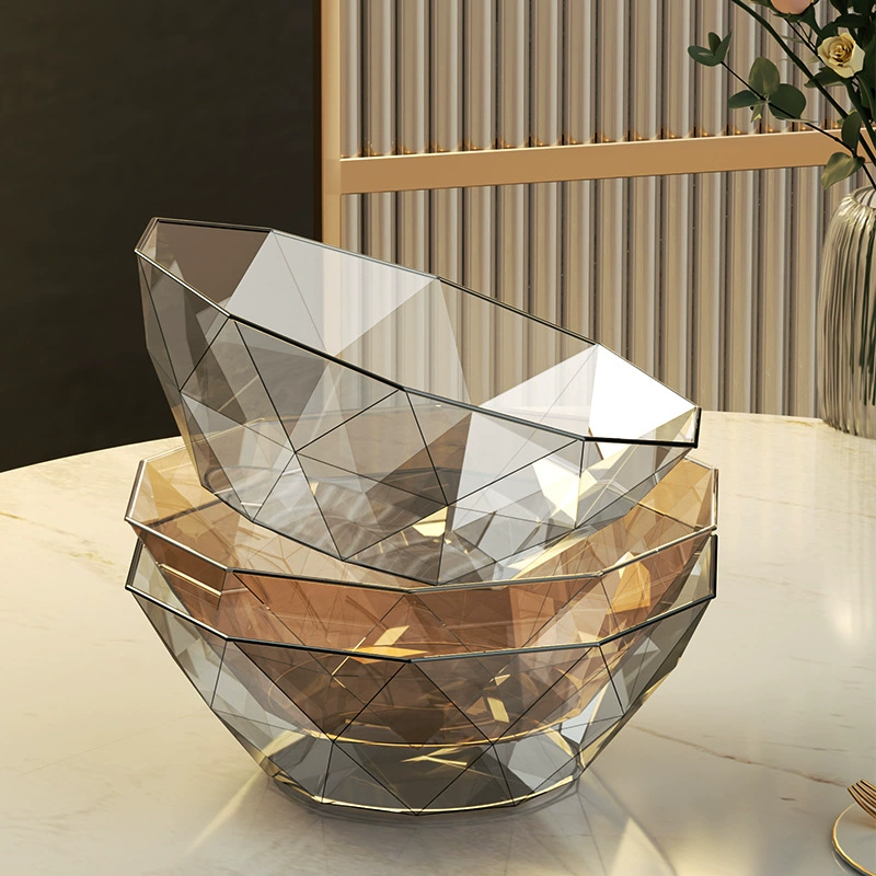 Алмазная тарелка для фруктов домашнее животное многоугольная прозрачная высокая цветовая ценность гостиная журнальный столик простая тарелка для фруктов Дыня орехи тарелка для конфет