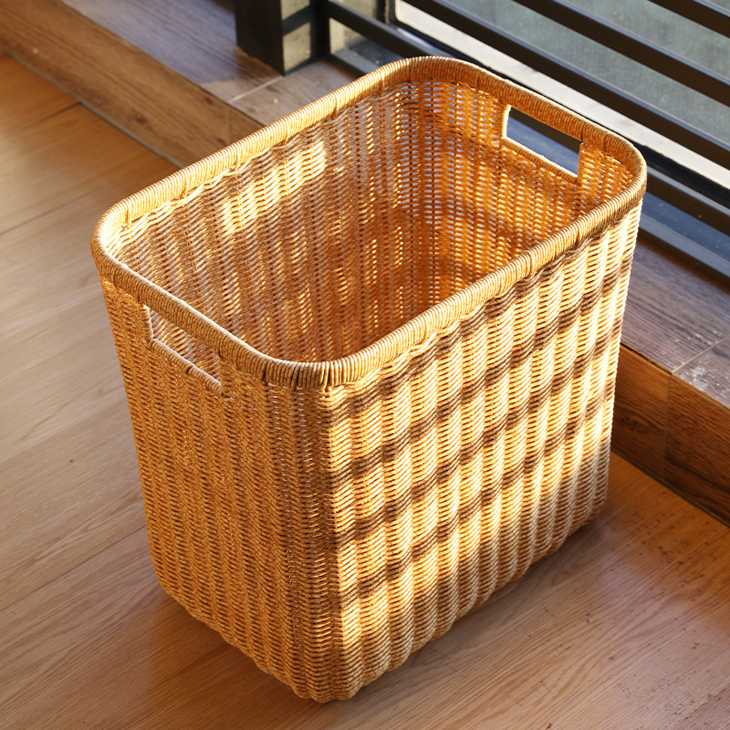 444Z批發仿藤編洗衣籃子浴室換洗衣服收納筐酒店民宿輕奢髒衣簍毛