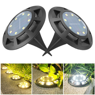 Cross-Border Outdoor Solar Underground Light 8Led Waterproof Stainless Steel Garden Light Courtyard Light Ground Plug Light Outdoor Waterproof