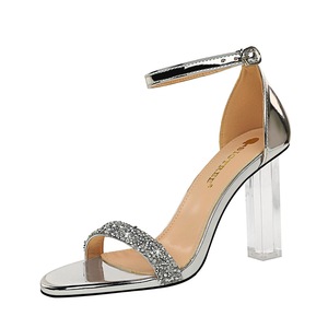 322-2 the European and American wind sexy club summer with ultra high heels transparent with sequins diamond one word wi