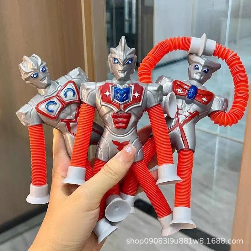 Juguete de tubo telescópico de jirafa con ventosa luminosa y versátil popular transfronterizo juguete educativo de descompresión para niños juguete popular de celebridades de internet