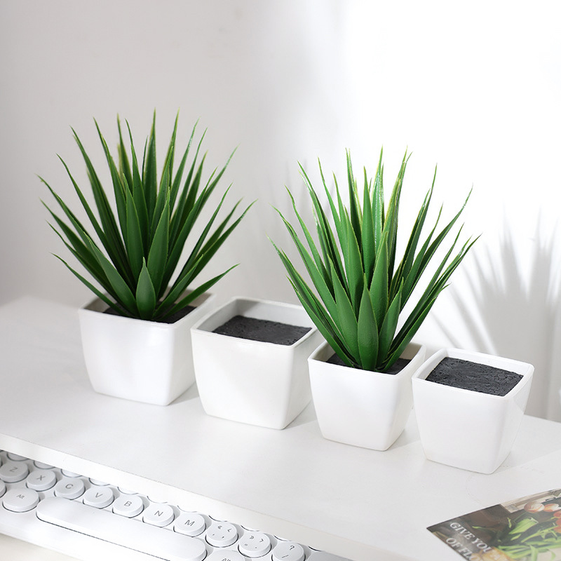 Flores de imitación de plantas de plástico maceta mini falsa maceta de plástico no agujero de fuga de agua pequeña maceta cuadrada blanca