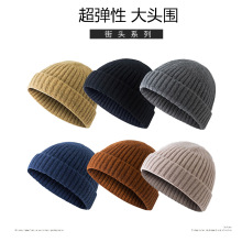 超弹性针织帽男士日系原宿无檐圆顶瓜皮帽女街头潮人地主毛线帽男