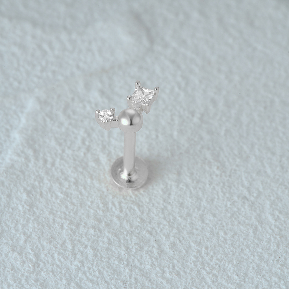 2g Weight Zircon Inlay Material Ear Studs Classification 1 Piece Quantity Daily Occasion 925 Sterling Silver Material Geometric Pattern Women's Gender Plating Design Simple Style Style 1 Piece Ear Cartilage Rings & Studs Simple Style Geometric 925 Sterling Silver Plating Zircon 15