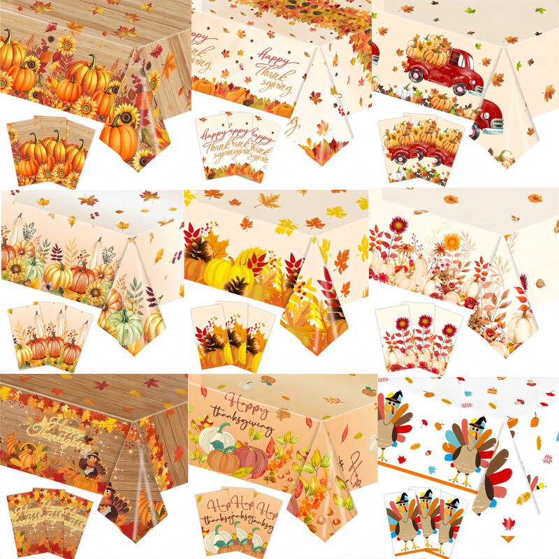 Cross-Border Thanksgiving Pumpkin and Maple Leaf Themed Party Tablecloth Autumn Harvest Festival Decoration Disposable Pe Tablecloth Cross-Border Thanksgiving Pumpkin and Maple Leaf Themed Party Tablecloth Autumn Harvest Festival Decoration Disposable Pe Tablecloth