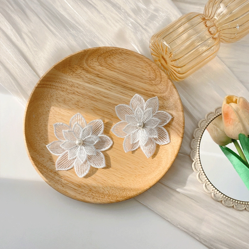 Заколка для волос, свежая hair accessory, с вышивкой, интернет-знаменитость, цветочный