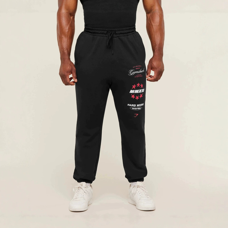 GYMSHARK Men's Sports Pants Jogger Gym Muscle Fitness Casual Pants Cotton Printed Trousers