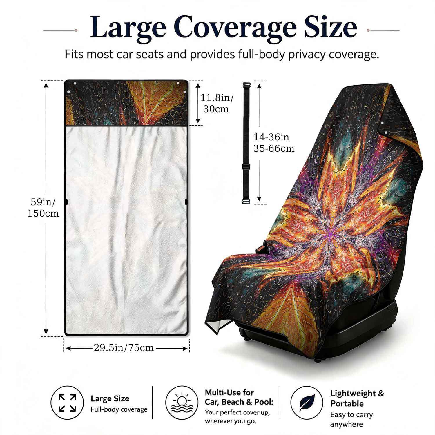 Geometric Bath Towel Car Seat Cover 2-in-1 Microfiber Outdoor Beach Car Dual-Use Universal Seat Cushion