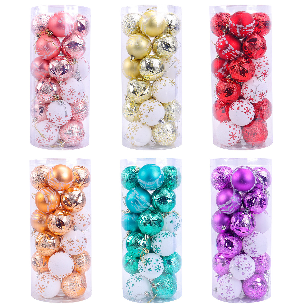 Navidad transfronteriza pintada bola de Navidad decoración bola de plástico galvanizado de forma especial set de árbol de Navidad colgante bola de barril