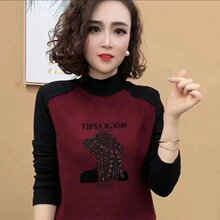 一件代发秋冬新款保暖双面绒打底衫百搭显瘦半高领长袖上衣妈妈装