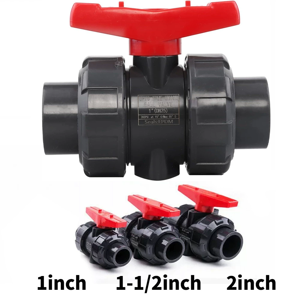 1 "Шаровой кран из ПВХ UPVC с двойным соединением, шаровой кран с розеткой, переключающий клапан для трубопровода, клапан для подачи химической воды