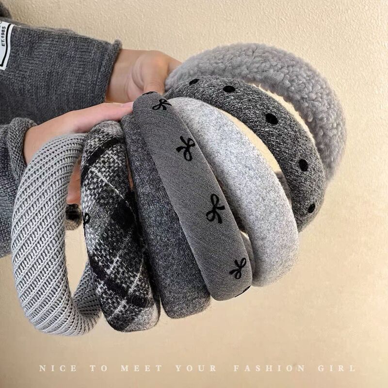2026 Gray Series Gray Plush Wide-Brimmed Headband for Women, Autumn and Winter High-Volume Hair Clip Headwear, New Face-Washing Headband 2026 Gray Series Gray Plush Wide-Brimmed Headband for Women, Autumn and Winter High-Volume Hair Clip Headwear, New Face-Washing Headband