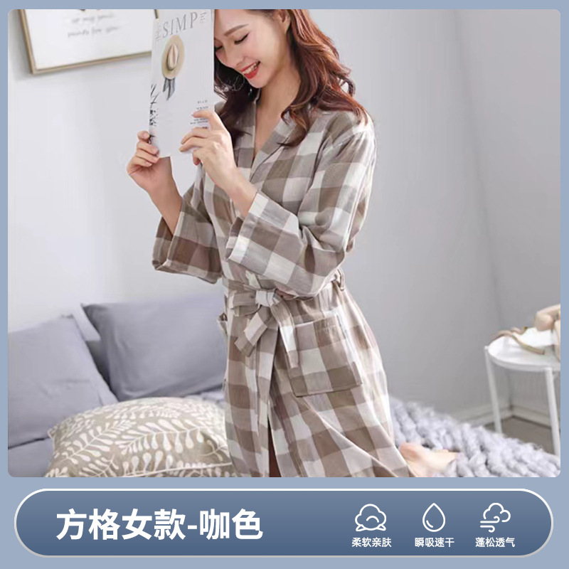 더블 레이어-다크 브라운 [격자 무늬] 여성