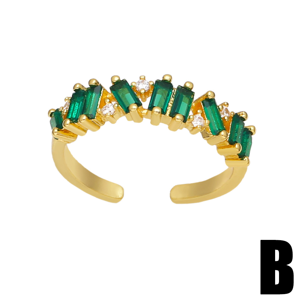 Fashion Leaf Copper Open Ring Plating Inlay Zircon Copper Rings