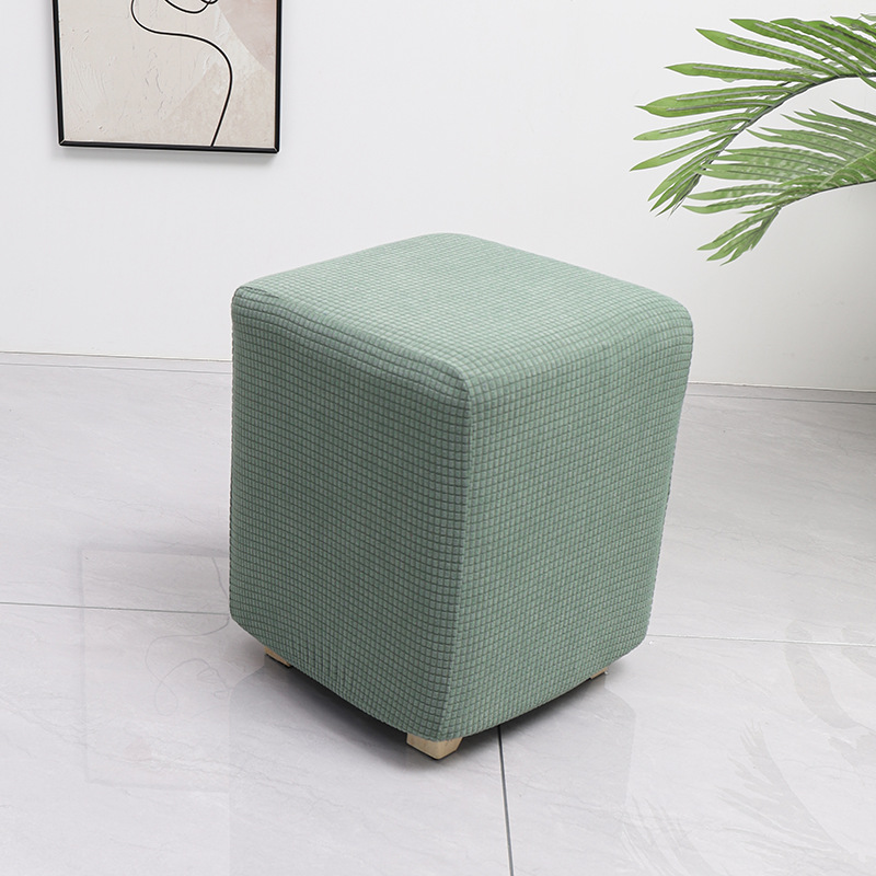 Grenzüberschreitender elastischer wasserdichter Waffelmais-Quadrat-Hocker-Bezug Staubschutz Haus Sofa All-Inclusive niedriger Hocker-Überzug