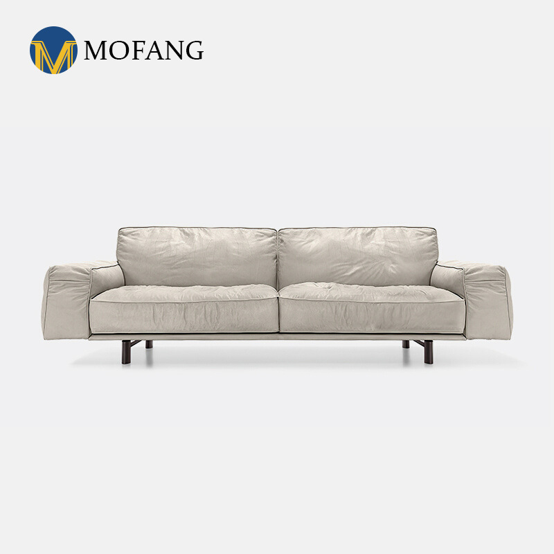 意大利真皮沙發現代極簡客廳直排小戶型三人位簡奢全皮羽絨沙發