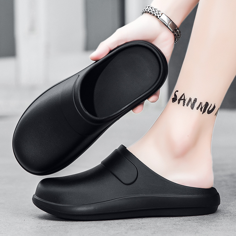 New Solid Color Clogs for Men, Summer Outdoor Trendy Simple Closed-Toe Slippers, Casual Outdoor Beach Sandals