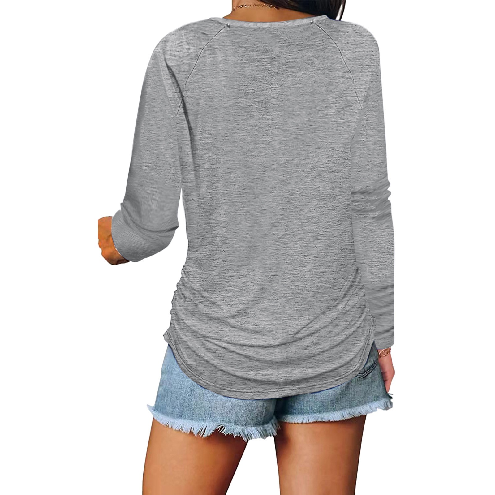 Autumn Women's Long Sleeve Ruffled Casual T-Shirt Top Front Zipper New Arrival_ecoleips.com