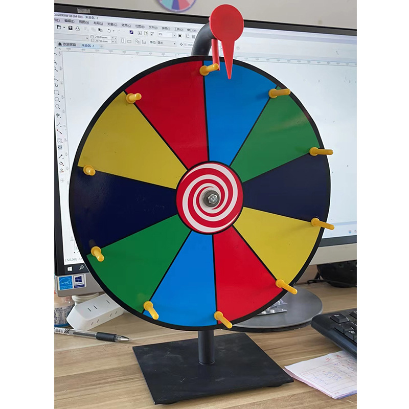 直播幸运大转盘教学道具游戏活动可擦写摇奖桌面小轮盘亚马逊