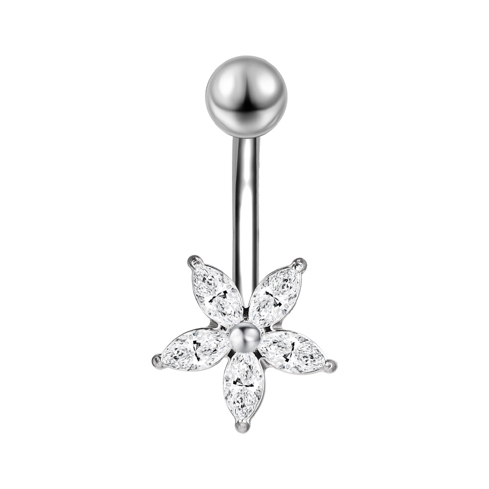 Zesen Stainless Steel 5A Zircon Titanium Steel Diamond Umbilical Ring Body Piercing Jewelry detail image 11