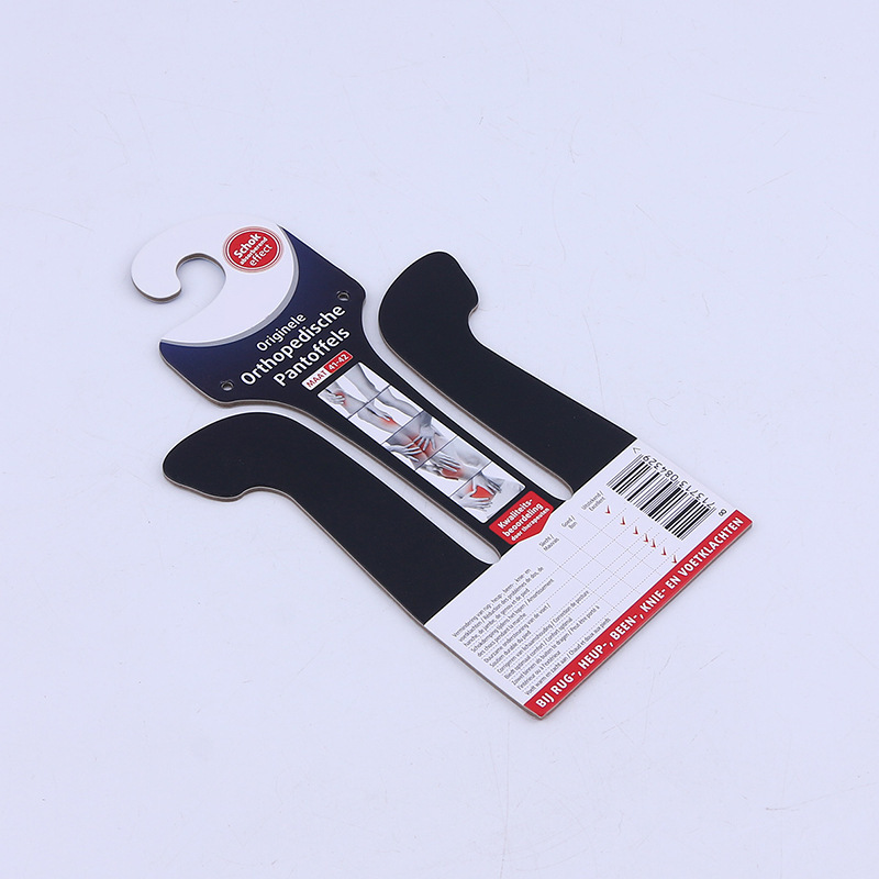 挂钩纸卡 彩卡厂家加工鞋子展示挂钩标签对折卡头加厚纸挂钩