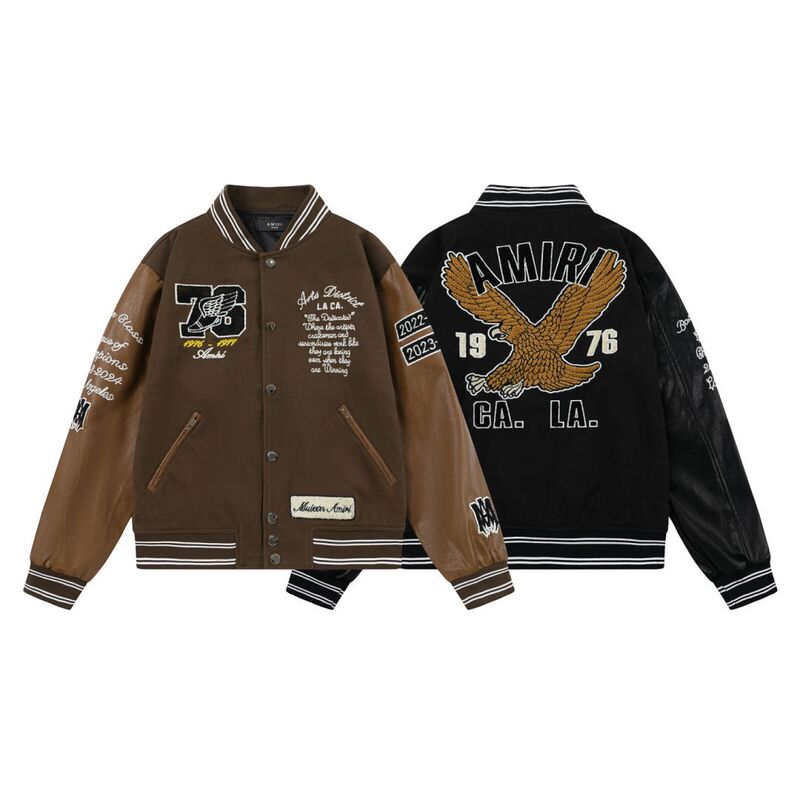Foreign Trade high quality AMIRI Eagle Sticker Embroidered LOGO Sports Jacket Coat Men's and Women's Loose Baseball Suit