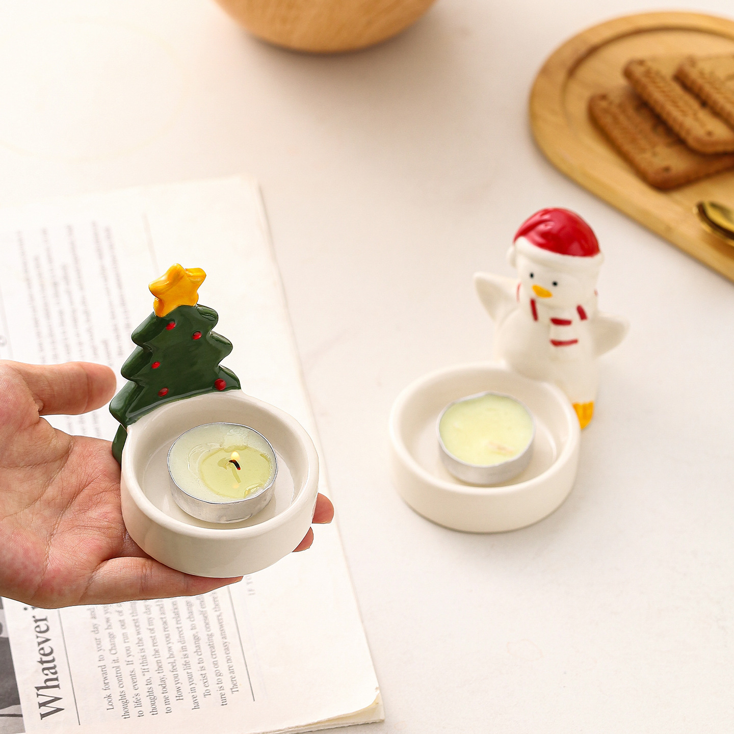 跨境圣诞树烛台氛围香氛装饰摆件圣诞礼物家用蜡烛香薰节日礼品