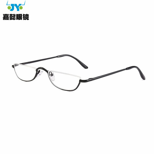 Cross-border half-frame hanging wire reading glasses manufacturer wholesale special-shaped semicircle metal spring-leg reading glasses for the elderly