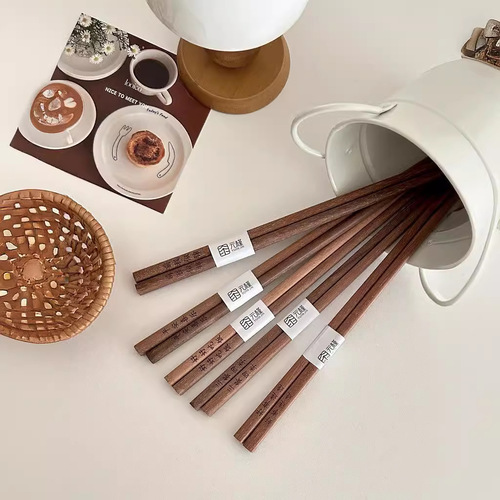 【Moon Bamboo Wood】Red Sandalwood Blessing Chopsticks Home Use Gift Laser Engraved Chinese Creative Kitchen