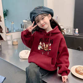 女童卫衣秋冬款2025新款大童女孩韩版秋装连帽上衣儿童装洋气衣服