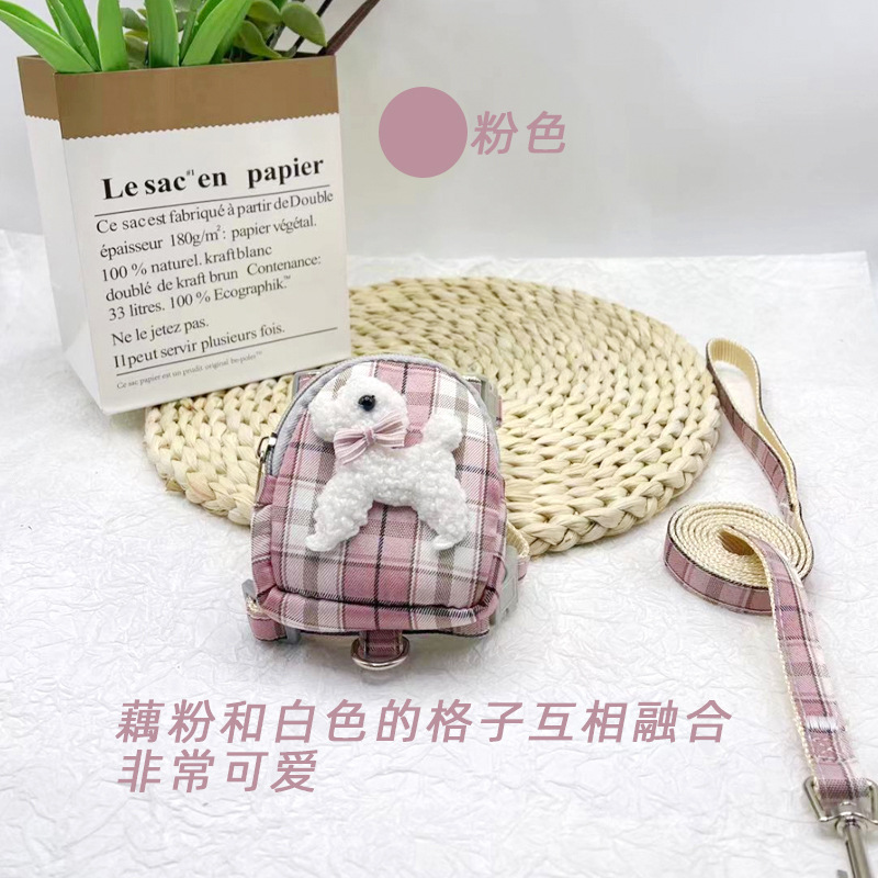 Mochila para mascotas oso de peluche Correa gato perro correa de pecho Cadena de perro cuerda para caminar monedero gato cuerda para caminar