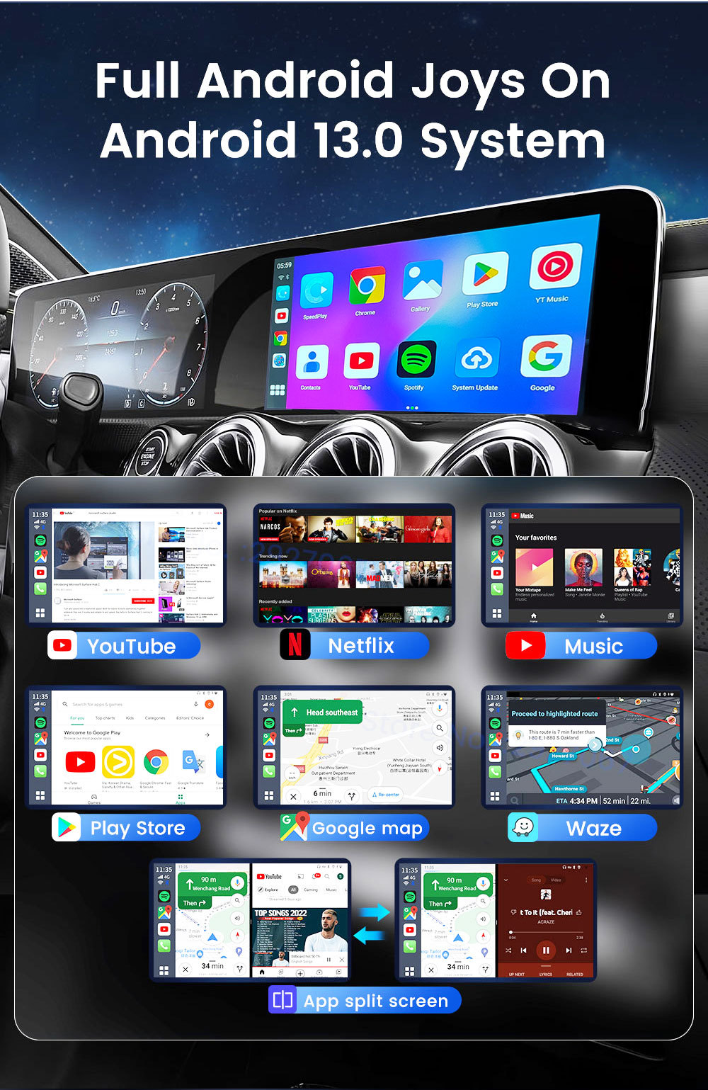 Cross-Border Wireless Carplay Box Qualcomm Qcm6225 Apple Android 13.0 System Connected In-Car Smart Box