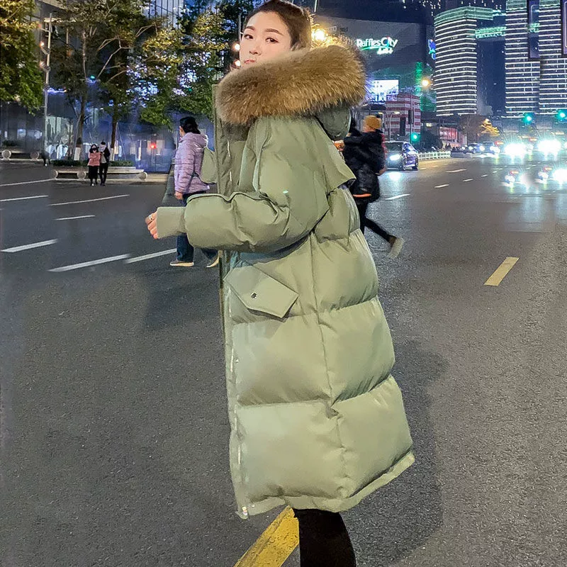 Long winter down jacket with down for students, mid-length, 2024 years, plus size, Korean style, oversize