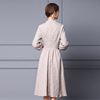 Zhili lantern sleeve dress is slim at the waist. 2021 Autumn New Retro jacquard medium and long A-shaped skirt