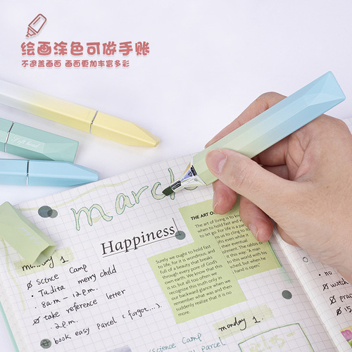 Colindamine Fluorescent Pen Soft Tip High-End Gradient Color Student Highlighter Eye-Caring Fluorescent Pen