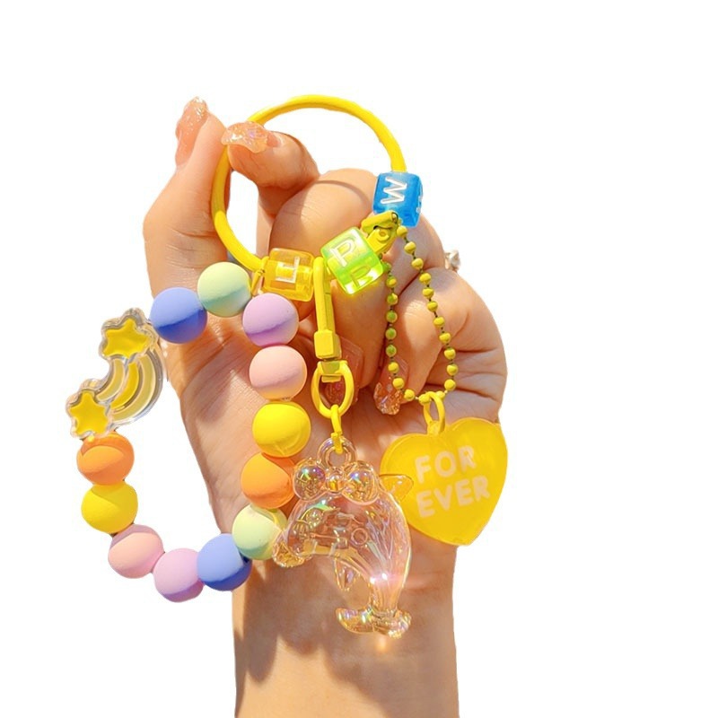 Nuevo acrílico delfín cuentas llavero bolsos creativos colgantes pequeños regalos frescos de cuentas de color al por mayor