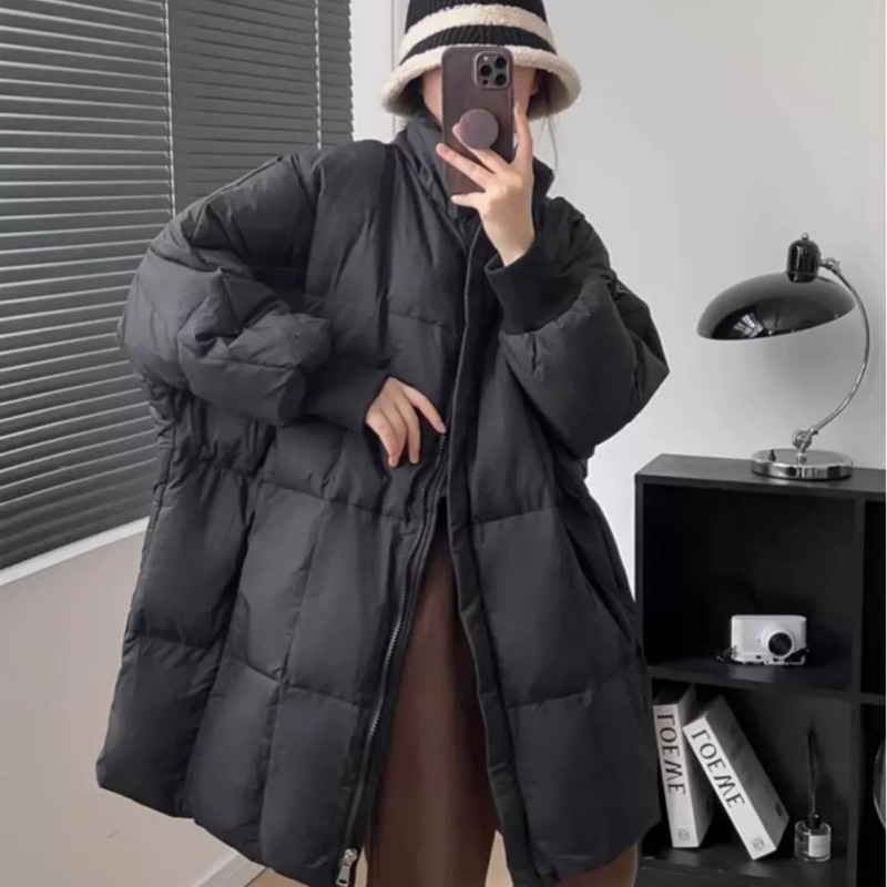 2024 새로운면 패딩 재킷 여성용 겨울 긴 두꺼운 코트 디자인 느슨한 외국 스타일면 패딩 의류 7767