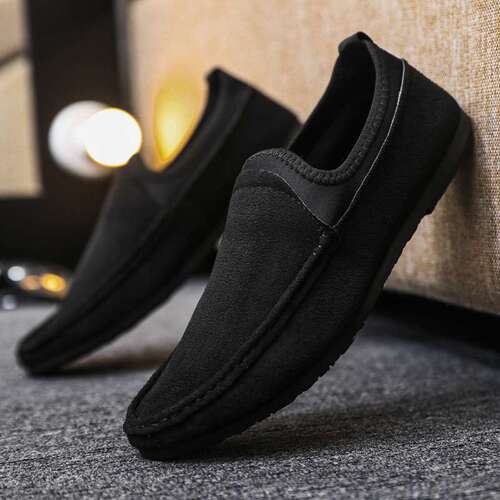 Casual thin, all-matching waterproof leather surface, simple thick sole and soft leather, senior men's Lok Fu people-in shoes, step on to work