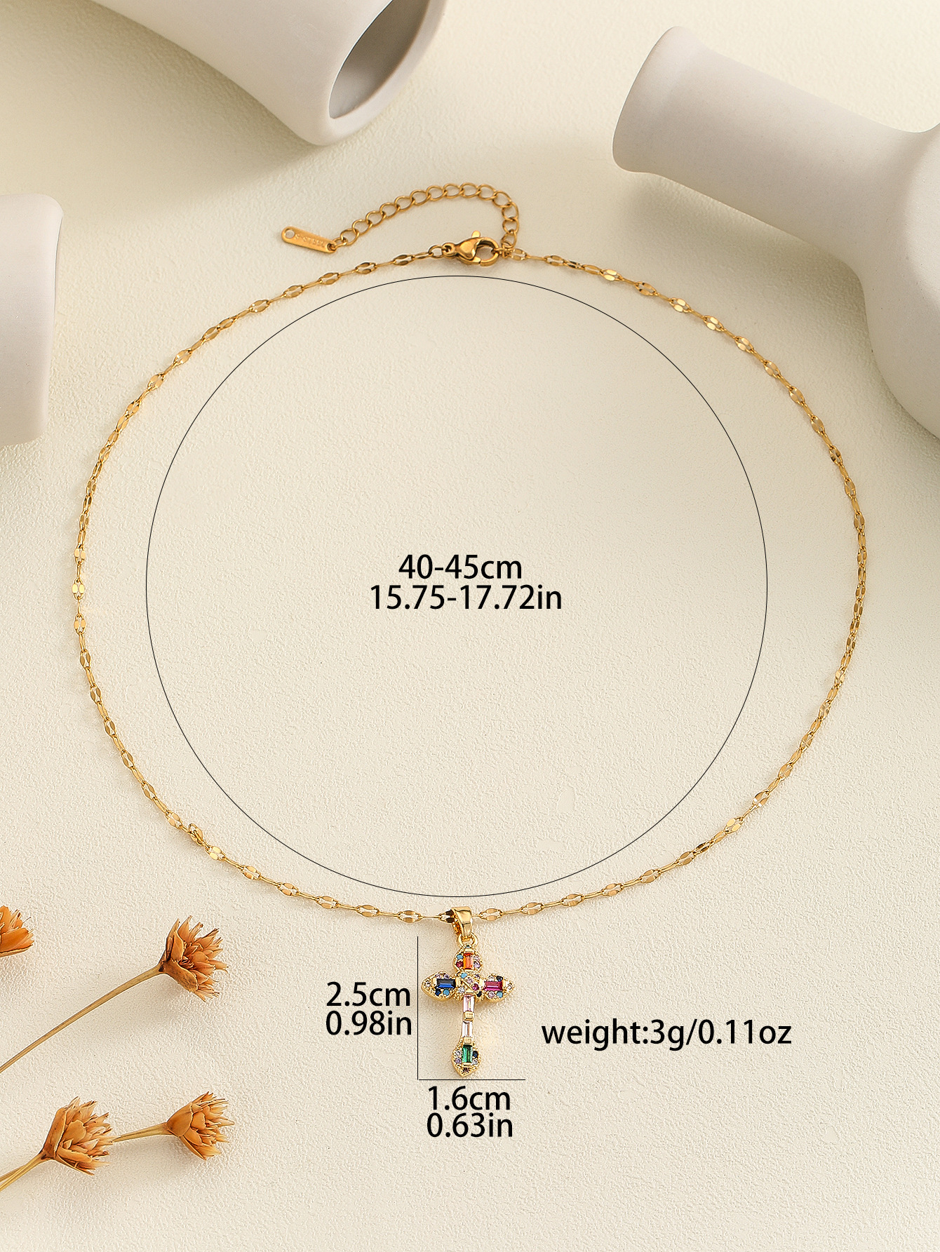 9g Weight Copper Pendant Material Rhinestones Inlay Material Pendant Necklace Classification Copper Chain Material 1 Piece Quantity Holiday, Daily Occasion Copper Material Cross Pattern Women's Gender Inlay Design Simple Style, Classic Style Style Copper Inlay Cross Rhinestones Pendant Necklace 7