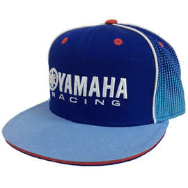 越野赛车骑士摩托车棒球机车鸭舌跑酷帽正白轮Y浅蓝帽檐侧渐变蓝