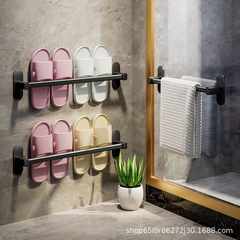 Kelo Black Bathroom Sliding Shower Rack Wall Mount without Drilling Sanitary Room Door Rear Drain Footwear Storage Rack