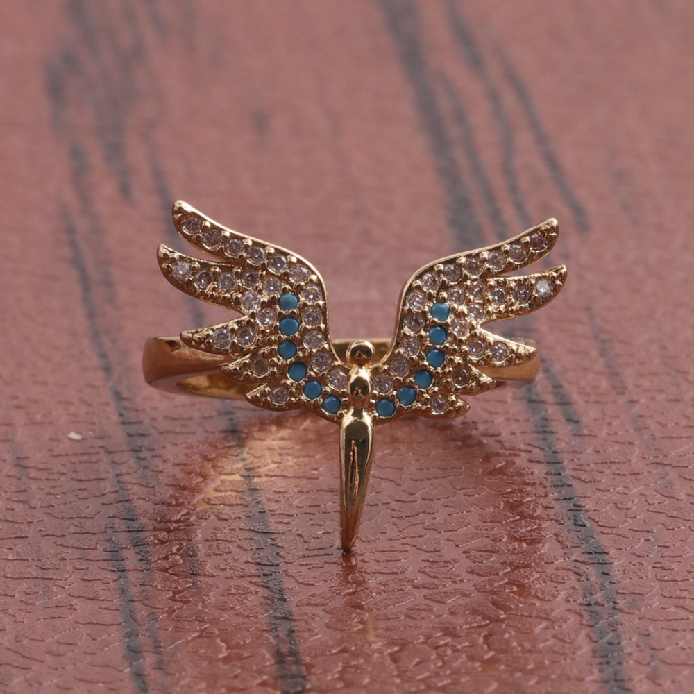 Fashion Angel Wings Copper Inlaid Zircon Rings Wholesale display picture 5