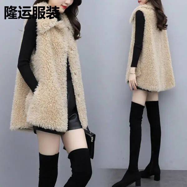 Lamb Velvet Vest for Women 2024 Winter New Korean Style Loose Teddy Velvet Splicing Fur One-Piece Vest Jacket